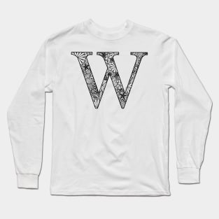 Floral Letter Capital W Long Sleeve T-Shirt